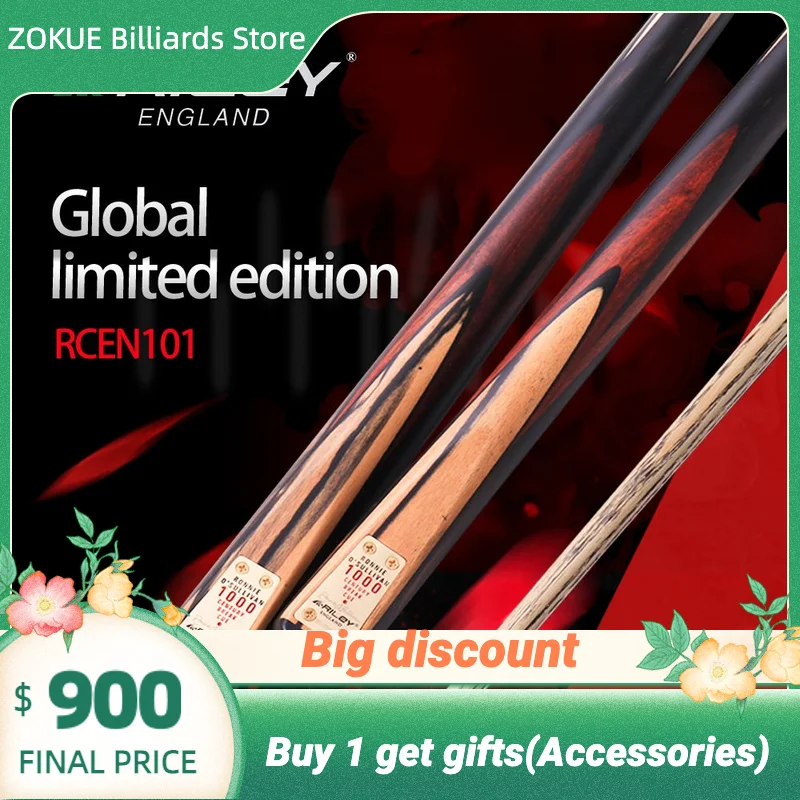 New Arrival Riley Snooker Stick Cue Rcent101 9.5mm One Piece Ashwood