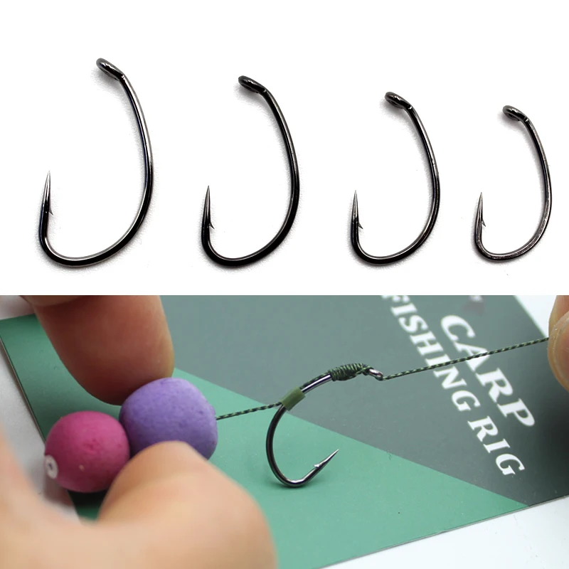 

20pcs Carp Fishing Kurve Shank Hook Size 4/6/8/10 Pop Up Boilies PTFE Barbed High Carbon Steel For Carp Fishing Feeder Tackle A