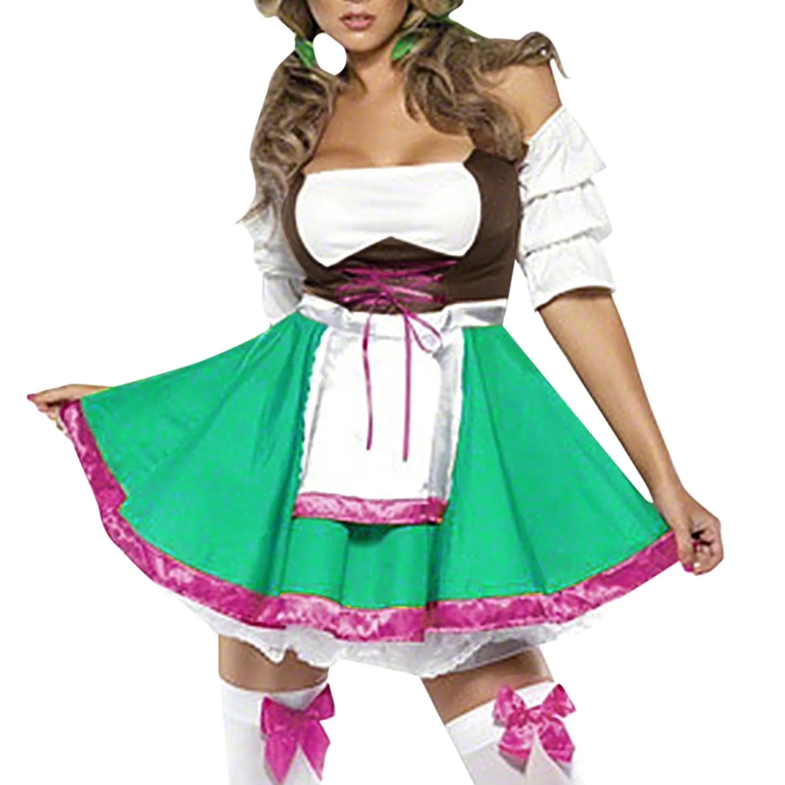 

2024 Dress For Women Short Sleeve Club Waitress Maid Costumes Oktoberfest Sexy Beer Girls Dress Fancy Party Cosplay Costume