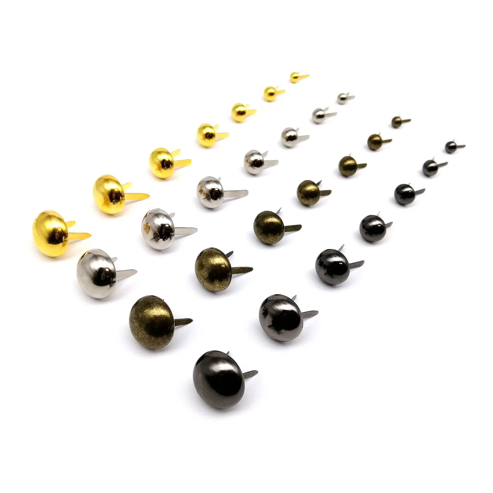 Metal Rivets Metal Studs Leather Rivets 50pcs Semi Ball Round Leather Craft Bag Handbag Bottom Protecting DIY Metal Iron Two Leg Feet Pierced Rivet Stud Nail