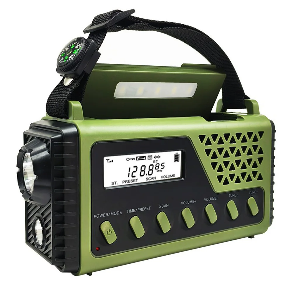SY-1199 다기능 FM 비상 라디오 휴대용 블루투스 라디오 10000mAh 핸드 크랭크 태양광 AM/FM/SW 라디오 보조 배터리