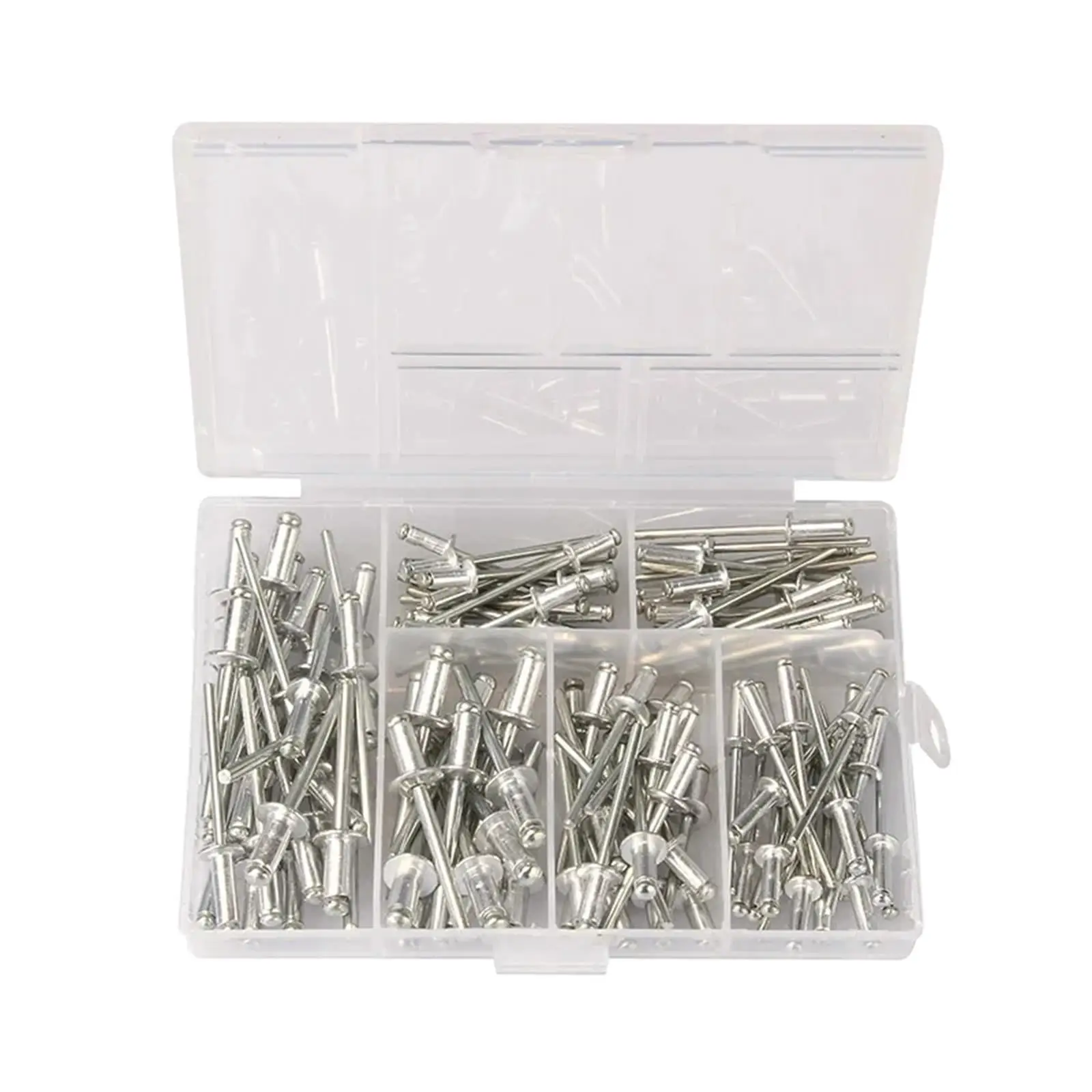 120x Blind Rivets Storage Case Portable Nail Pull for Installing Accessories Multipurpose Dome Head Heavy Duty Aluminum Rivets