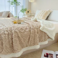Soft Rhombus Plaid Blanket Thick Plush Wool Fleece Winter Warm Taffeta Blankets for Adults Kids Sofa Bed Cover Throw Bedspread 3