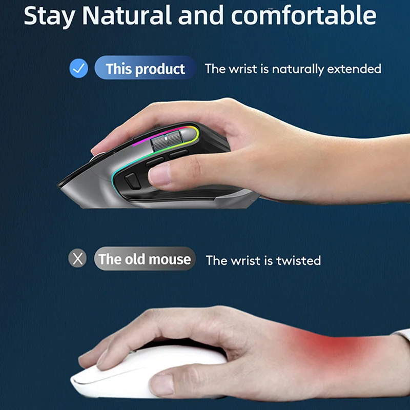 Missgoal Rgb Mouse sem Fio 2.4g Bluetooth Programação Ergonômico Gaming Mouse 4000 Dpi Recarregável Silencioso Mouse para Computador Portátil - Imagem 5