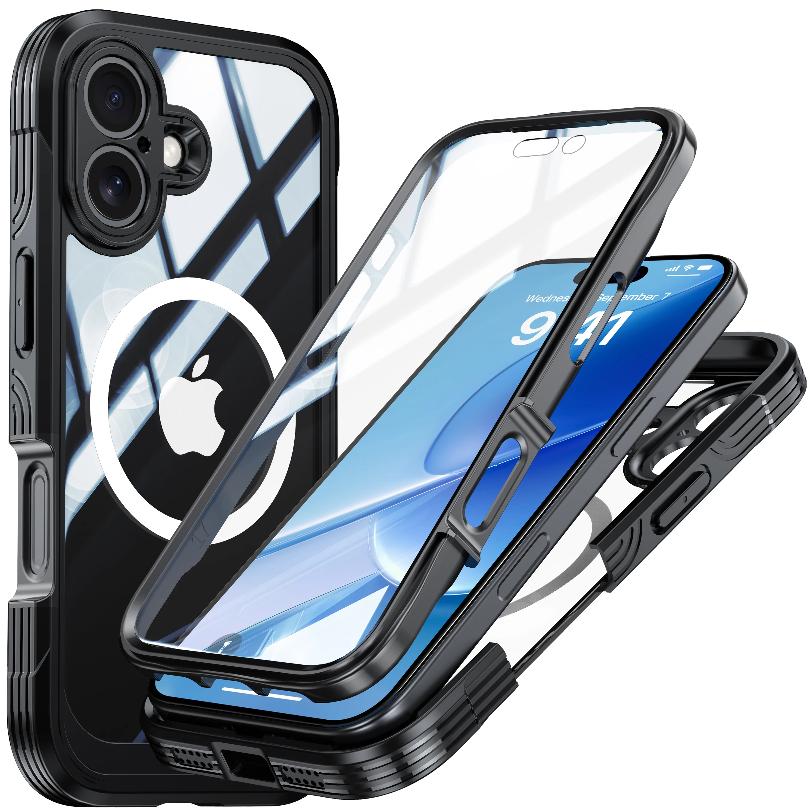 Crystal Clear 360° Full Protection Phone Case with Tempered Glass Front