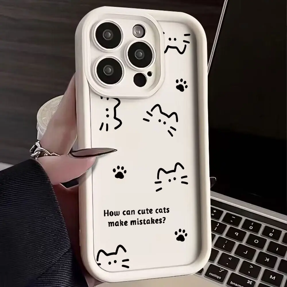 Lovely Line Cat Dog Phone Case - Adorable and Durable Pet-Themed Cover