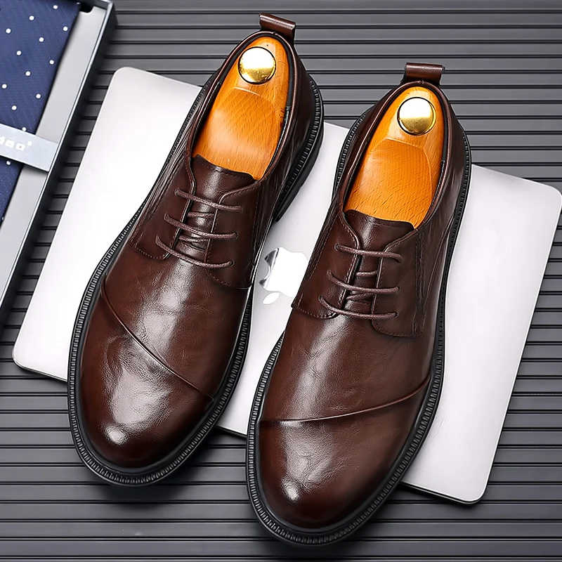 Men's shoes Luxury brands High-quality oxfords Men's casual lace-up dress shoes Genuine leather loafers Moccasins Office shoes
