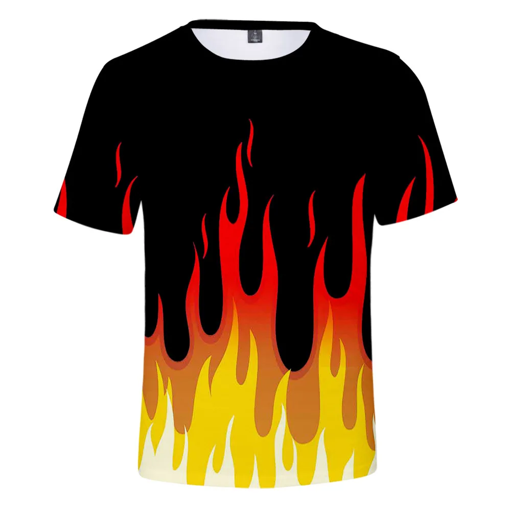 

2022 3D Print Red and yellow flame Men/Women Streetwear Summer Short Sleeves Cool T-Shirts Oversize Hip hop Tracksuits Clothes