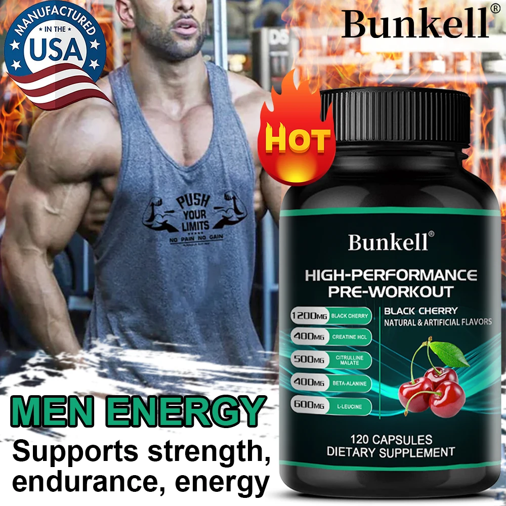 

Bunkell Pre-Workout Supplement - Amino Acids, Creatine HCI, Citrulline Malate, Beta-Alanine To Improve Athletic Performance