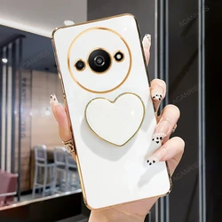 Custodia per telefono con supporto a cuore in Placcatura di Lusso - Cover posteriore in silicone morbido
