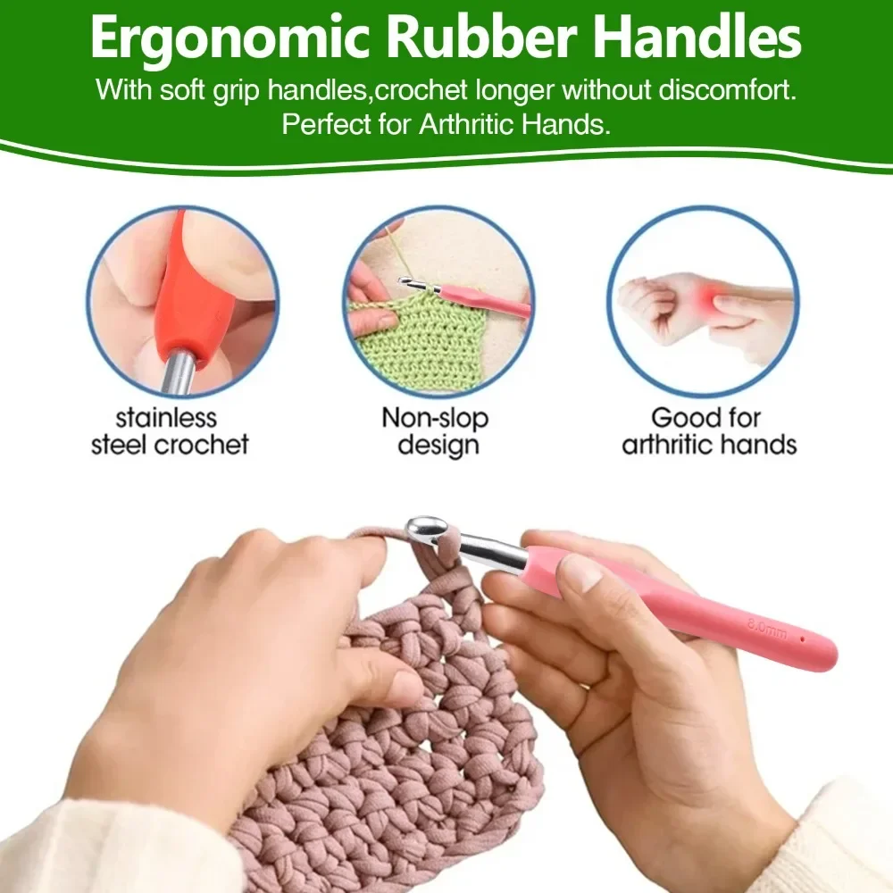 Ergonomic Crochet Hook 7 inch - Long Soft Grip Handles Wooden Crochet Hook  Needles for Arthritic Hands / Crochet Needles for Crocheting / Knitting  Needles - Big Crochet Hooks Best Gift. (4.5mm)
