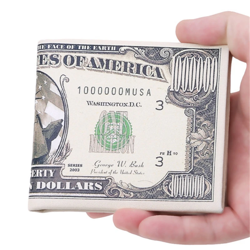 Men Money Canvas Wallets Credit ID Card Holder Bags Purses Currency Notes Pattern Insert Picture Cash Coin Dollars Euro Wallet - 6