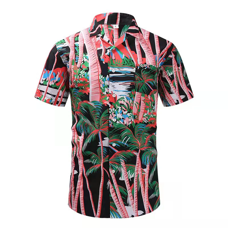 2022 New Men's Summer Fashion Casual Shirt Stylish Lapel Pattern Print Short Sleeve Beach Shirt Top Blouse футболка Mужская linen short sleeve shirt Shirts