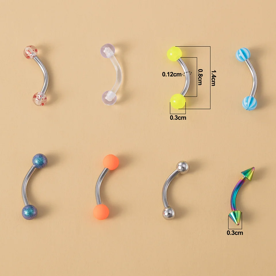 Piercing A Bilanciere Curvo In Acciaio Chirurgico Turchese - Foto 2