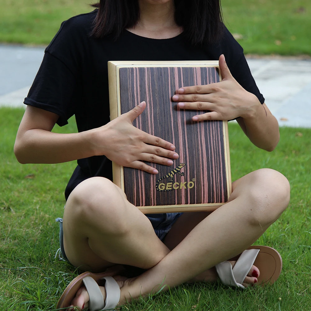 Cajon Drum with Embedded Guitar Strings for Unique Sound Experience Portable Travel Cajon with Carry Bag for Musicians