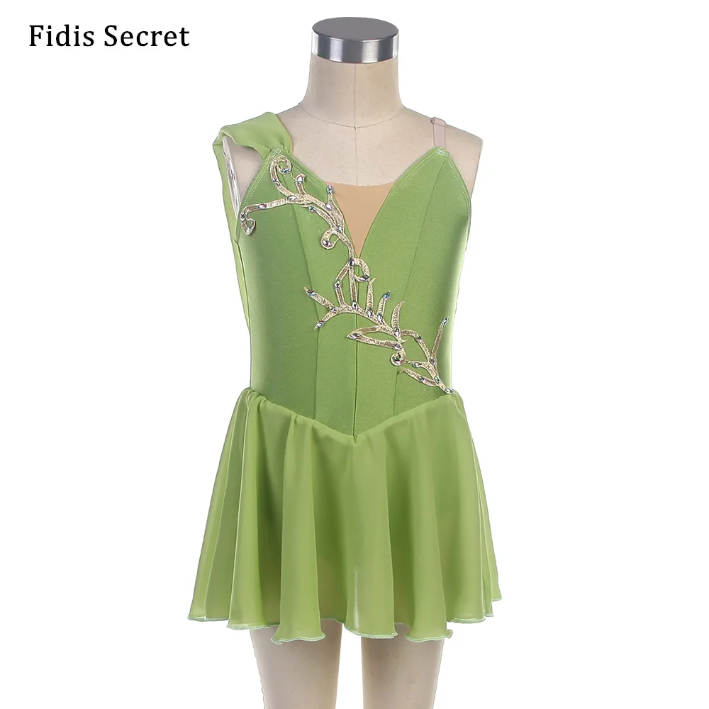 

Green Spandex Bodice with Chiffon Skirt, Adult Child Ballet/Contemporary/Lyrical/Jazz Stage Performance/Rehearsal Dance Costumes