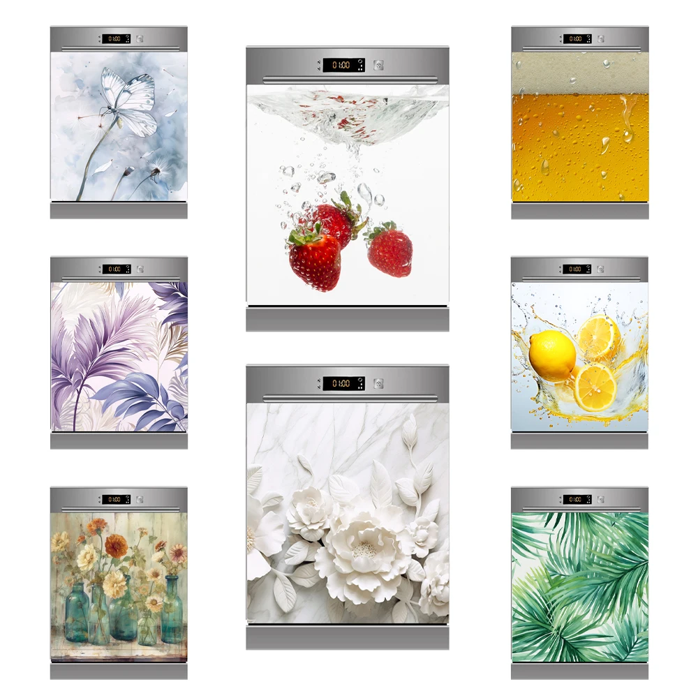 Vivid Strawberry Fruits Splash Dishwasher Sticker Decor Kitchen Waterproof Vinyl Retro Floral Art Mural Cabinet Door Panel Decal wall stickers self adhesive stickers self adhesive wallpaper vinyl wallpaper kitchen wall sticker adhesive wallpaper