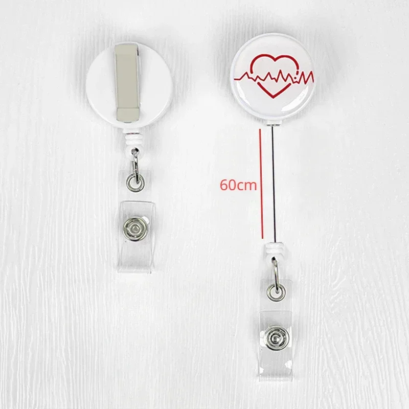 Retractable badge reel Badge holder Retractable id tag Retractable id lanyard Nurses Doctors Retractable Badge Reels Kawaii Cartoon Pattern Uniform Pocket Clips Work Card Holder Hospital Supplies