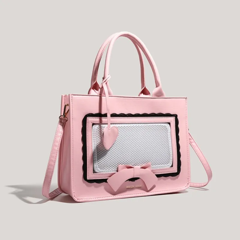 JIAERDI Japanese Pink Ita Bag Women Lolita Transparent Bow Large Capacity Handbag Ladies Sweet Kawaii Tote Bag Crossbody Bags