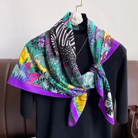 2024 New Twill Square Silk Scarf for Women Design Floral Print Wraps Stoles Hijab Foulard Headband Fashion Lady Shawl Bandana 3