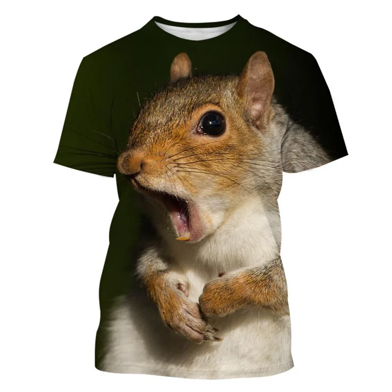 

Cute 3D Printing Squirrel T-Shirt For Men Fashion Funny Animal Casual T Shirt Summer Crew Neck Street Short Sleeves Top Tees