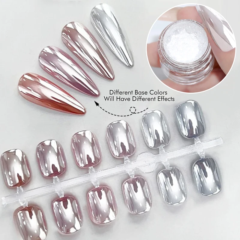 Pearl White Chrome Nail Powder 0.3G Silky Moonlight Mirror Powder Pigment Metallic Effect Dust Aurora Nail Decorations nail powder,nail pigment,nail decoration,nail decorations
