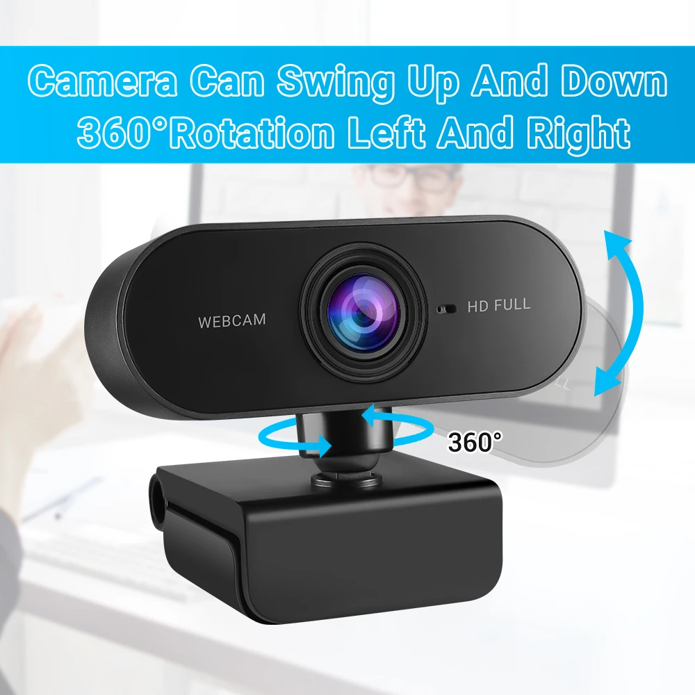 Elecpow HD 1080P Webcam Mini Computer PC Web Camera With Microphone Rotate Camera For Live Broadcast Video Calling Conference