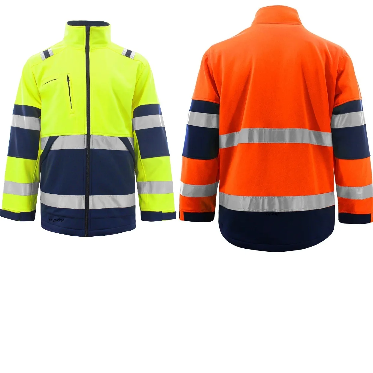 

Winter Reflective Jacket Men Fleece Two Tone Hi Vis Fleece Jacket Workwear Windproof Thermal Protective Safety Clothing S-4xl