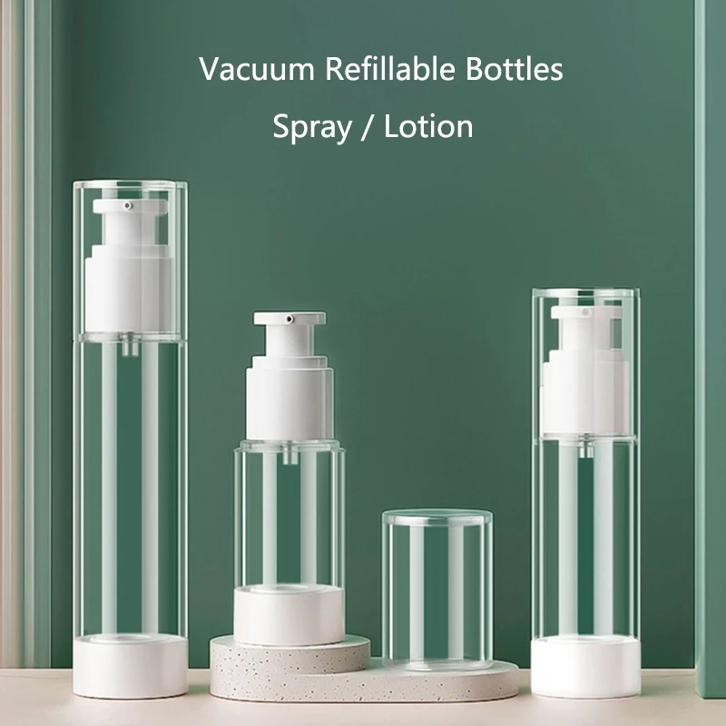 Airless Vacuum Refillable Bottles Portablere Empty Lotion / Spray Bottle 15-100ML Travel Bottle Pump Toiletry Cosmetic Container sparkling rhinestones airless cream jar vacuum empty bottle pump jar bottle travel refillable lotions cosmetic storage container