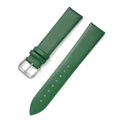 Ultra Thin Leather Watch Strap - Soft, Plain, and Waterproof Band - 22mm (Green)