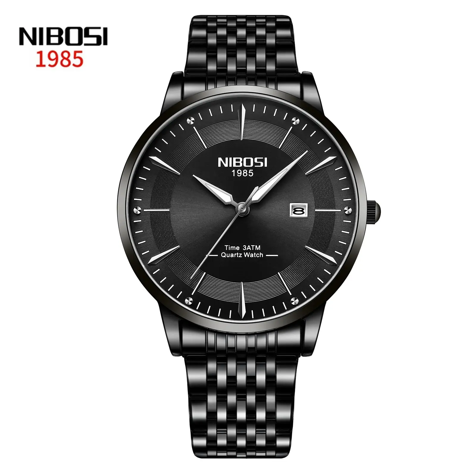 NIBOSI Man Quartz Watches Luxury Watches for Man Luminous Stainless Steel Strap Round Calender Waterproof Man Fashion Clock