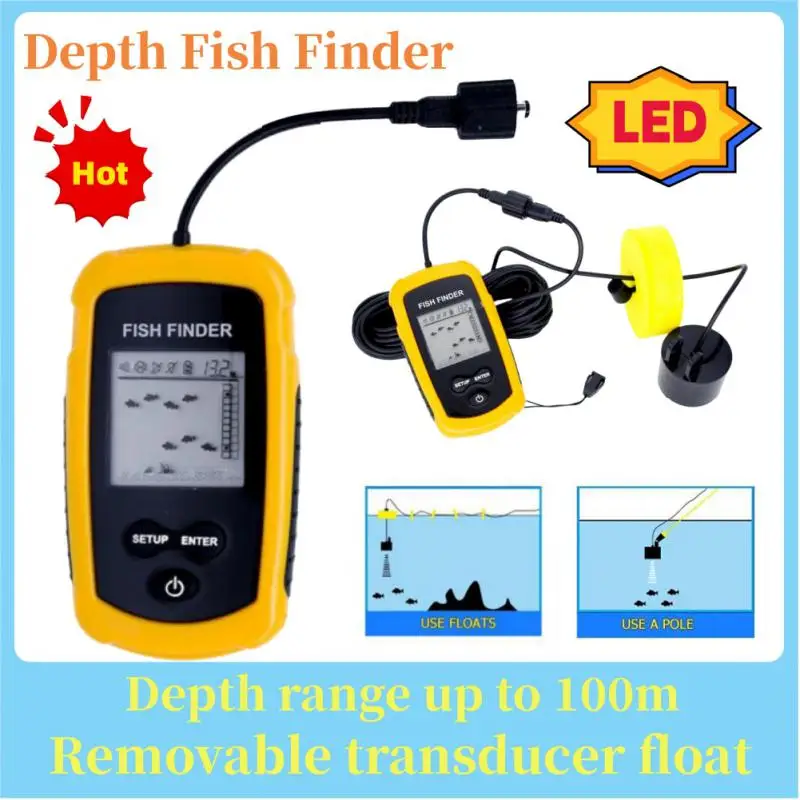 

Lucky Fish Finder Portable Sonar Sensor Alarm Transducer Fishfinder 0.6-100M Transducer Sensor Depth Finder Fish Accessories