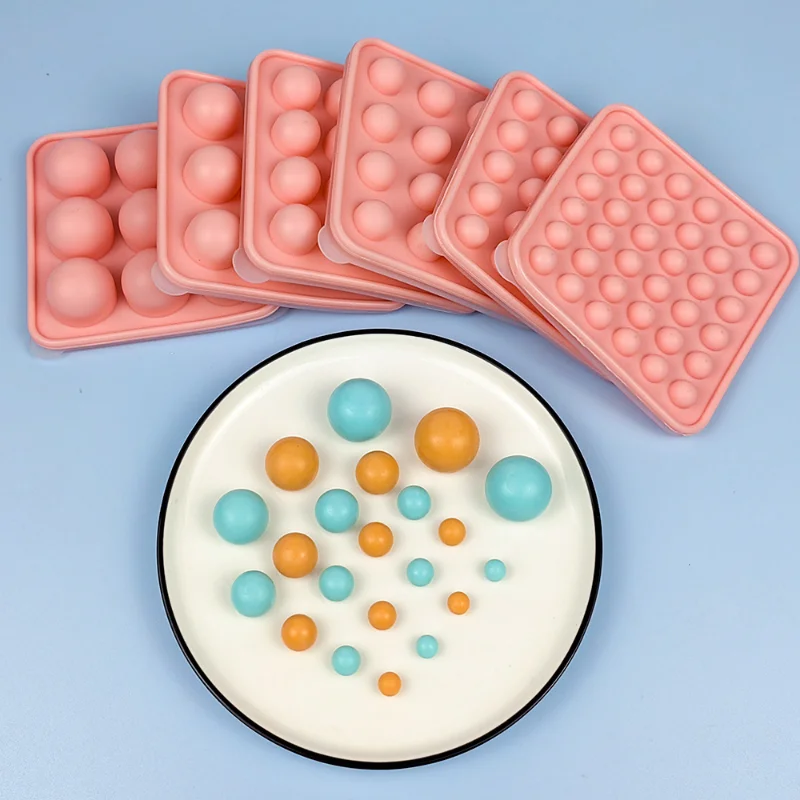 Molde redondo poroso de silicona para dulces y Chocolate con tapa, molde para cubitos de hielo para pudín y Fondant, decoración para pastel de boda y fiesta del Día de San Valentín