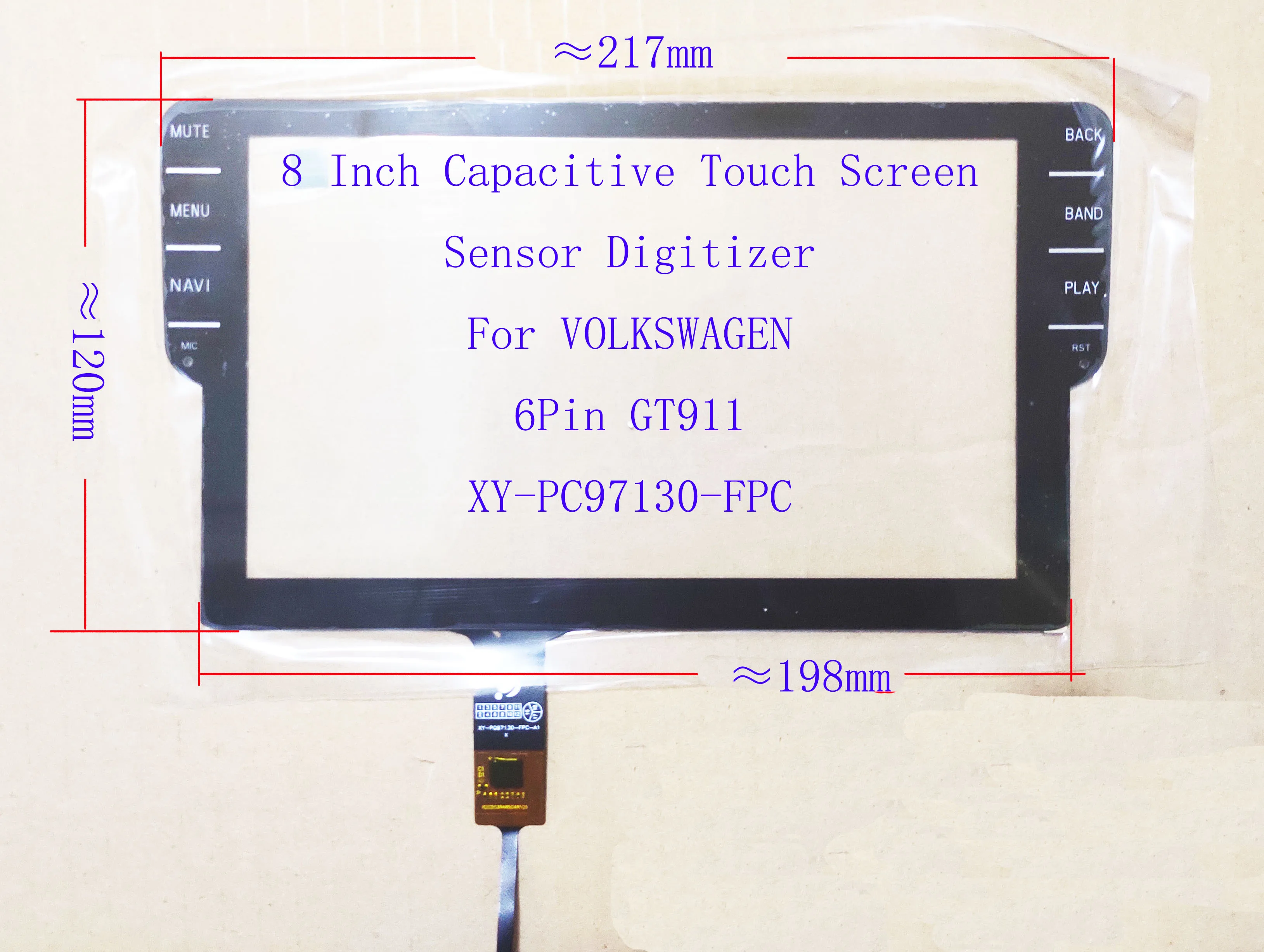 

8-дюймовый сенсорный экран DIigitzer стеклянная панель 6Pin GT911 XY-PC97130 BR11438R для радио FunRover
