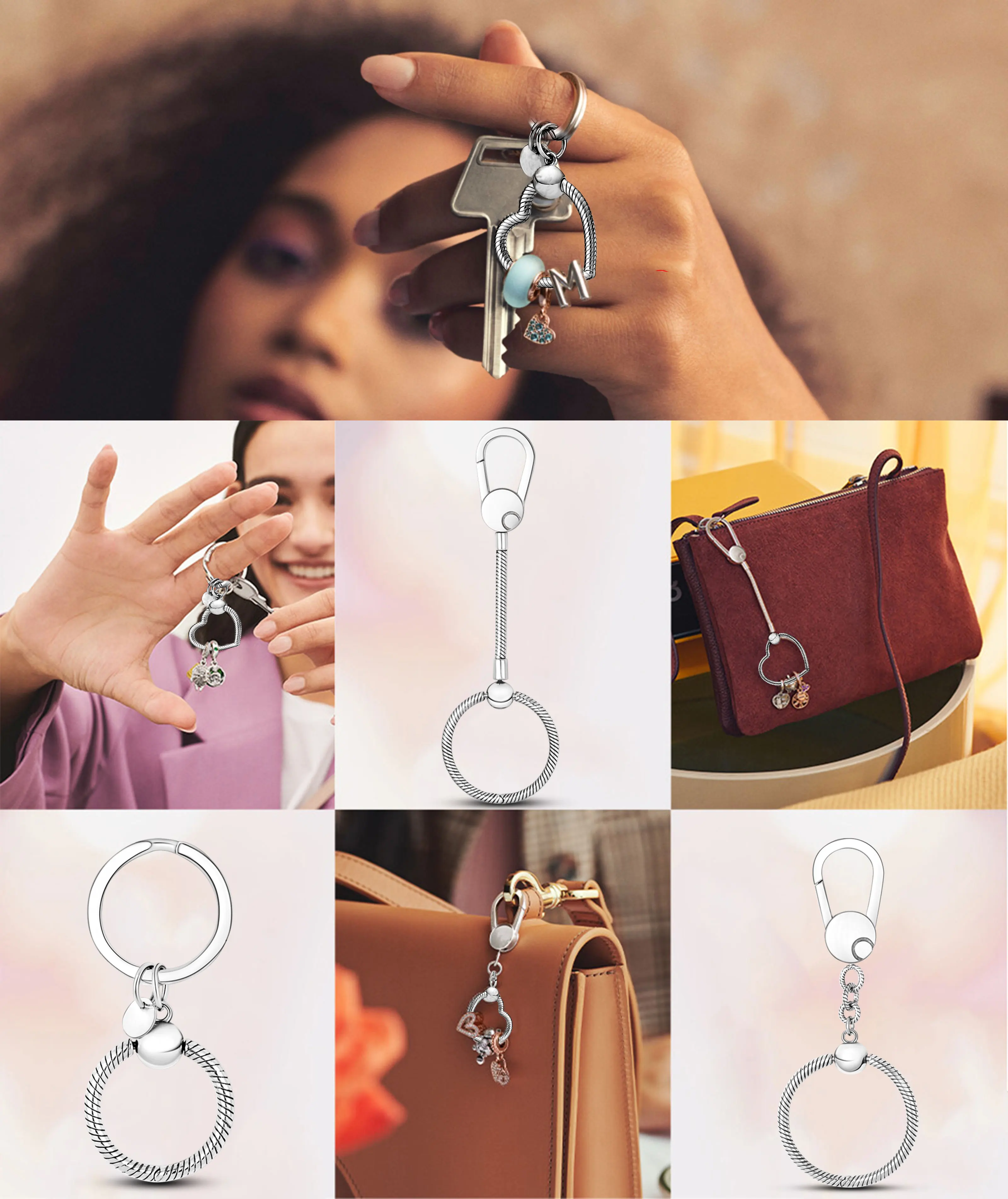 925 Silver Keychain Pendant Original Charm Beads for Women Bracelet DIY Accessories Jewelry beads charms,charm jewelry,sterling silver jewelry,charm bead,silver charm bracelet,sterling silver beads,beads jewelry,silver charm bead,sterling silver beads charm,loose gemstone jewelry