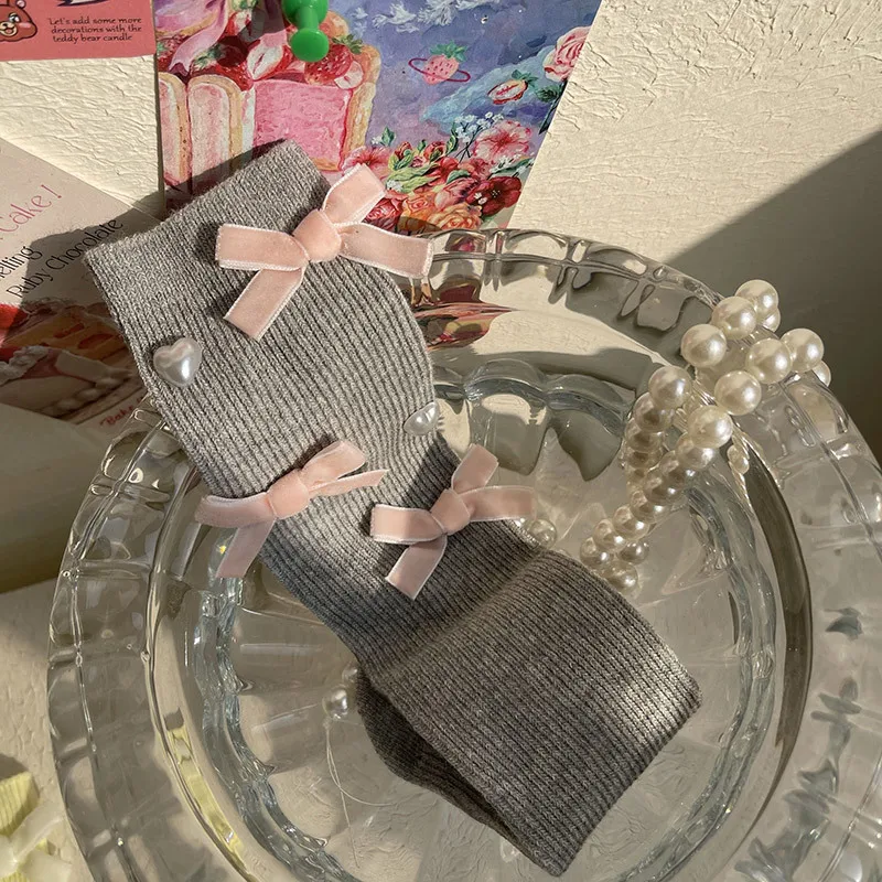 Autumn Baby Kawaii Over Knee High Long Calf Socks for Kids Girl Sweet Fashion Bow Heart Cotton School Girls Pile Stockings