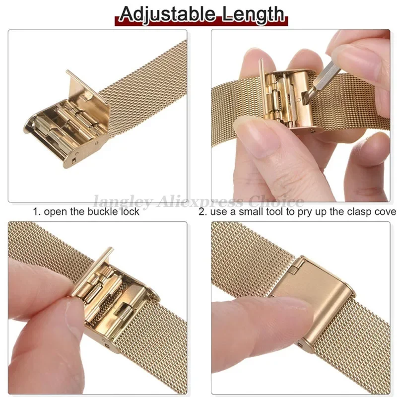 Elegant Mesh Stainless Steel Quick Release Watch Strap Bracelet - Universal Fit, Multiple Sizes Available