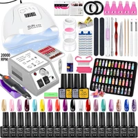 Manicure Set Acrylic Nail Kit With LED Nail Lamp Semi Permanent Varnish Acrylic Extension Gel Kit Electric Nail Drill Nails Tool 1