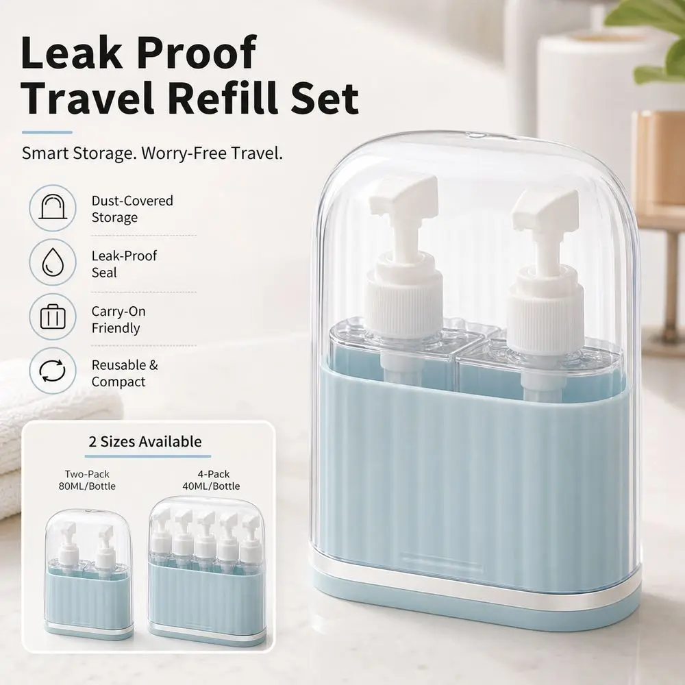 Compact Leak-Proof Travel Toiletry Bottle Set - Reusable and Portable