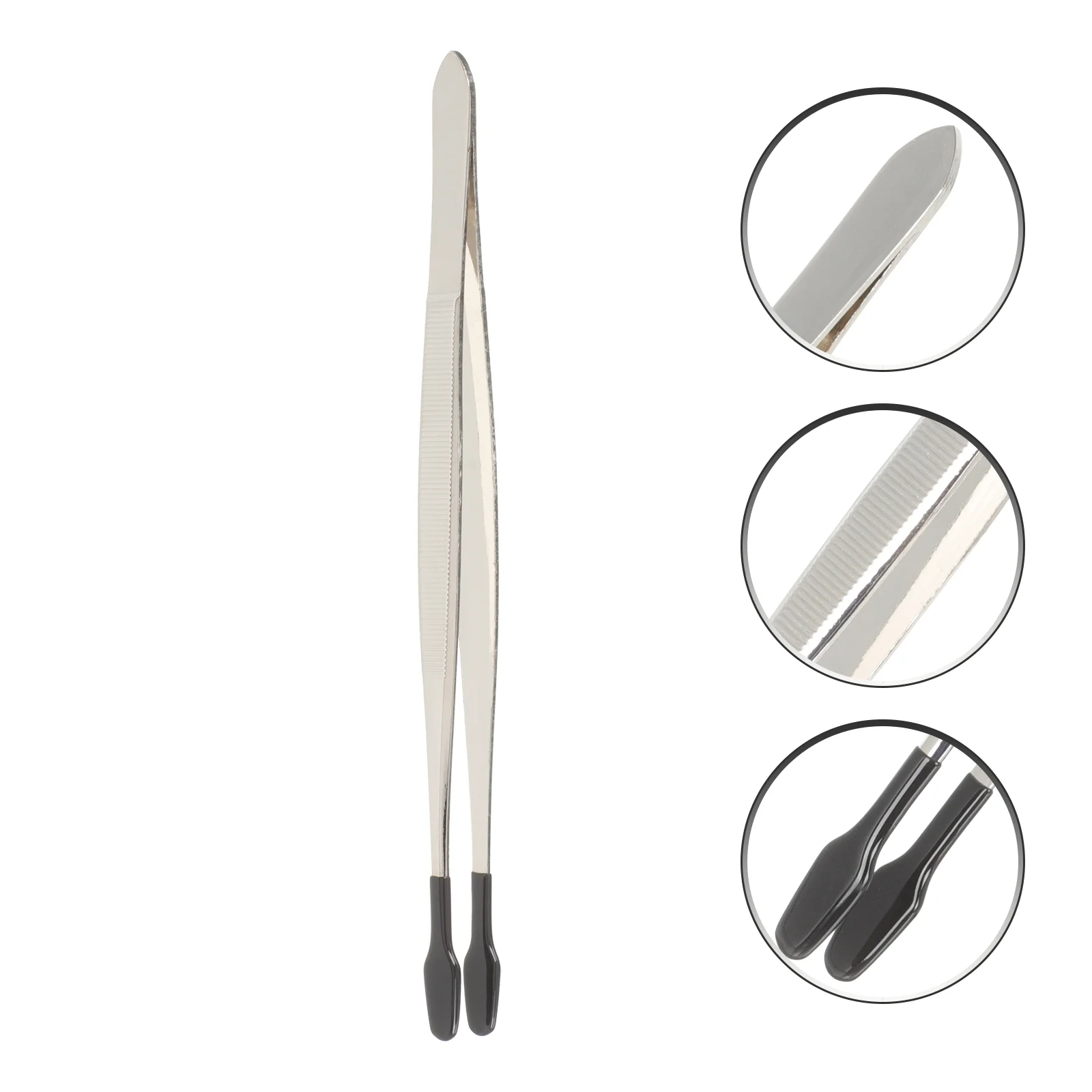 Rubber Coated Tweezers Soft Tip Stainless Steel Jewelry Stamps Beads Craft Tools Industrial Lab Hand Tools Rubber Tipped Flat