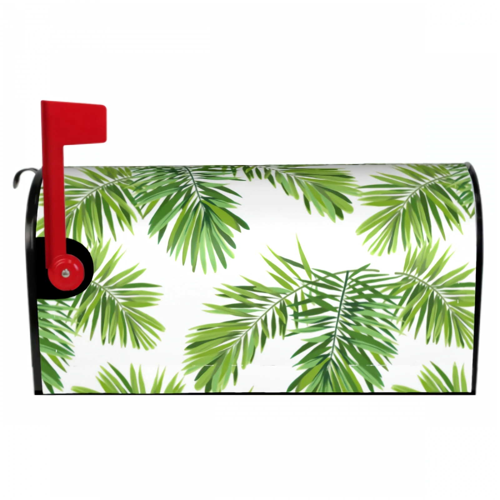 

Green Tropical Plant Mailbox Cover Green Leaves Summer Magnetic Mailbox Cover Waterproof Mailbox Wraps Post Letter Box Decor