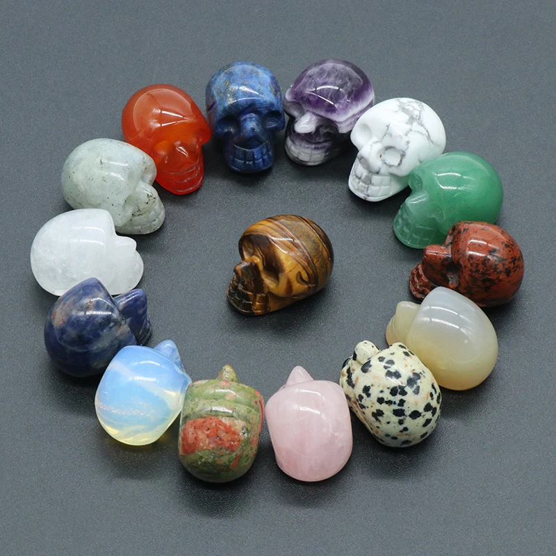 

Natural Stone Mineral Crystal Agate Quartz Healing Skull-shaped Home Decor Aquarium Decoration Crafts Ornament Accessories