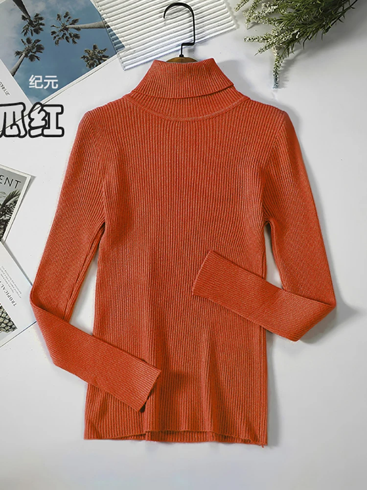 2022 Basic Turtleneck Women Sweaters Autumn Winter Thick Warm Pullover Slim Tops Ribbed Knitted Sweater Jumper Soft Pull Female cropped sweater Sweaters