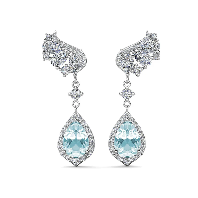 TBCYD 6*9MM Pear Cut Moissanite Dangling Earrings for Women Silver 925 Sparkle Wing-Shaped Luxury 18k plated Engagement Jewelry
