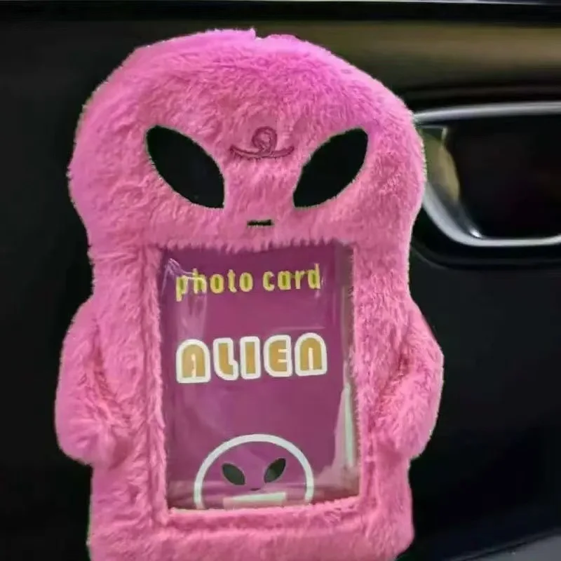 Cute Rilakkuma Alien Photo Card Holder Keychain Pendant - Stylish Protective Case