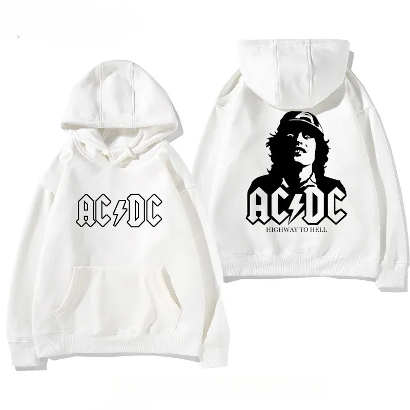 Men's AC/DC Hoodie - Autumn Winter Fleece Lined Printed Band Pullover