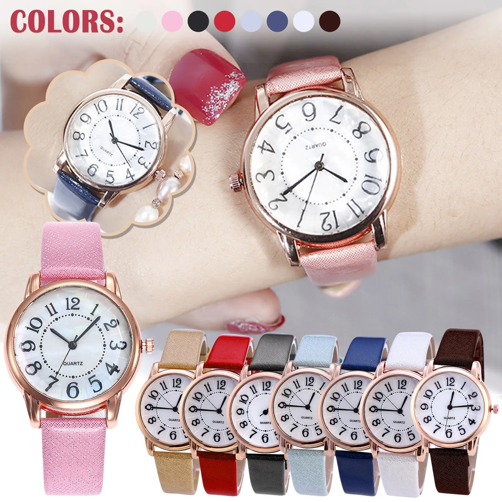 

Watch For Women Quartz Leather Strap Dial Fashion Digital Wristwatch Minimalist Frosted Ladies And Girls Gift Reloj Para Mujer