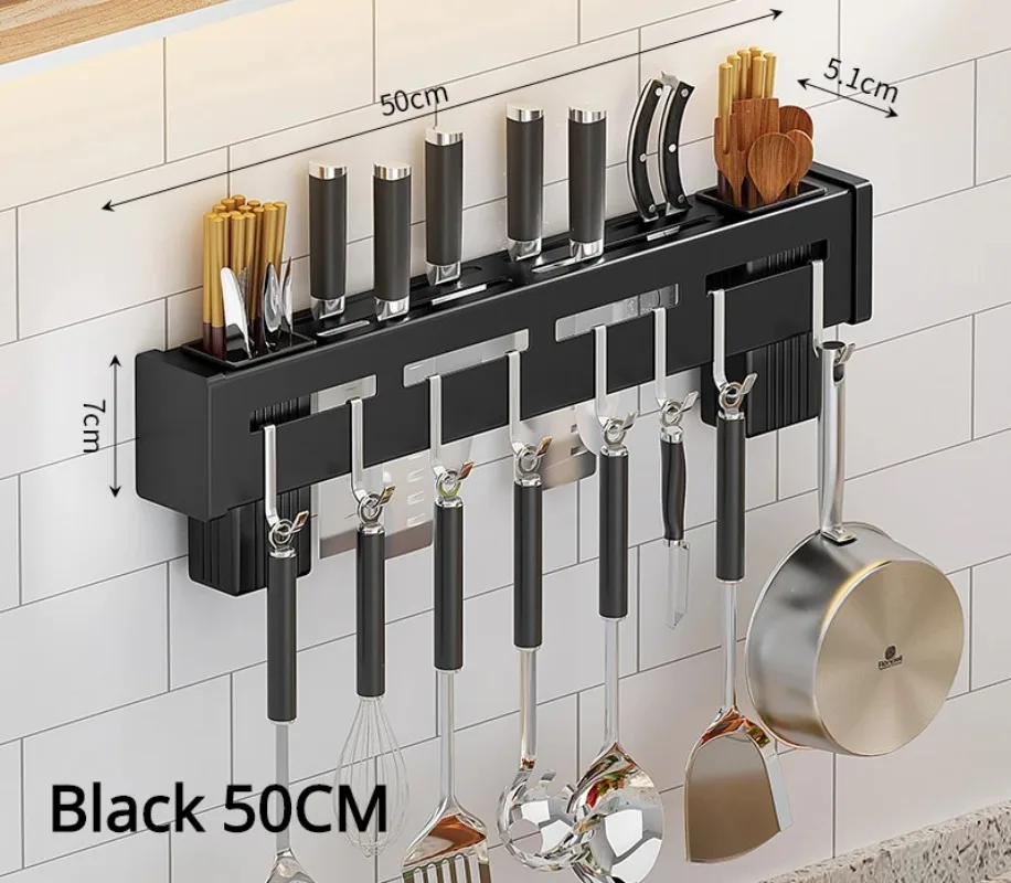 Multifunctional Stainless Steel Kitchen Knife Storage Rack Perforated Spoon Chopsticks Storage Rack Wall Hanging Knife kitchen storage rack kitchen organizer rack