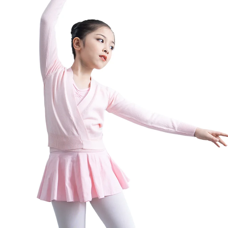 Girls Ballet Wrap Top With Thumb Holes - Long Sleeve Cropped Sweatshirt For Dance, Gymnastics, Warm Up