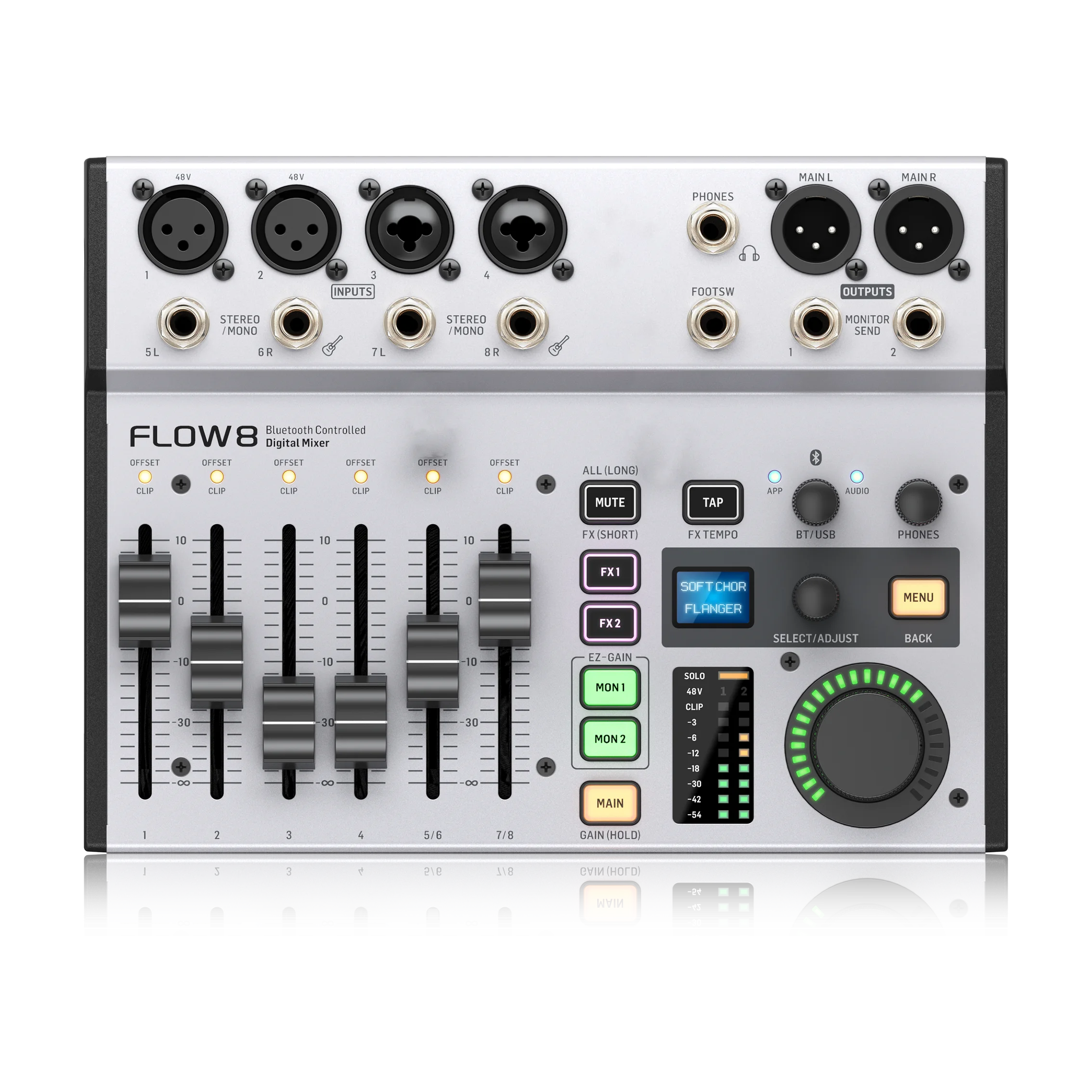 Audio mixer audio interface flow 8 8-Input Digital Mixer 2 FX Processors and USB/Audio Interface for Bluetooth remote control